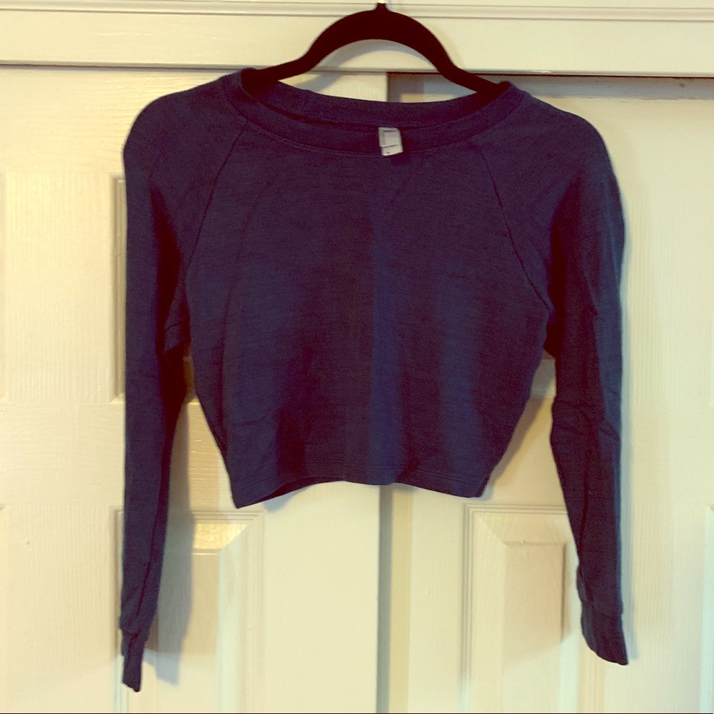 American Apparel Blue Long Sleeved Crop Top Medium